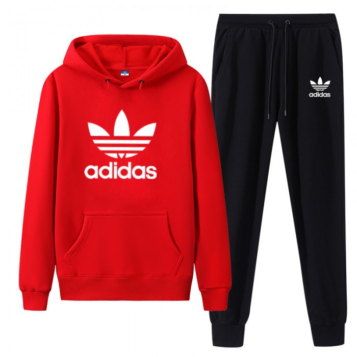 Adidas 2 Piece Hooded Autumn and Winter Sweatshirts Long Sleeve Sweater Long Pants Set Casual Clothes-5392590