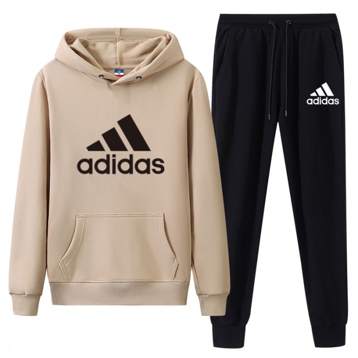 Adidas 2 Piece Hooded Autumn and Winter Sweatshirts Long Sleeve Sweater Long Pants Set Casual Clothes-1414217