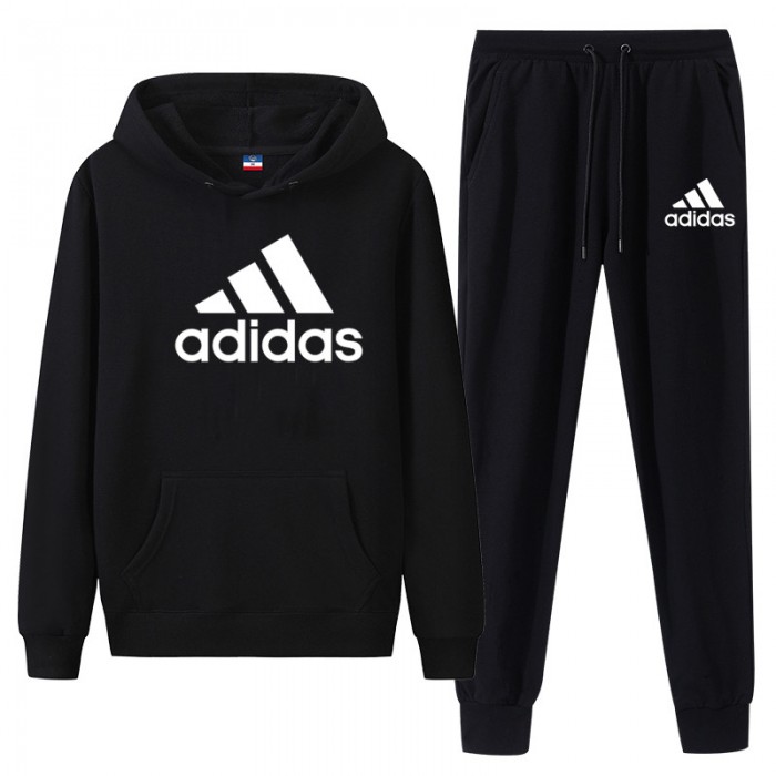 Adidas 2 Piece Hooded Autumn and Winter Sweatshirts Long Sleeve Sweater Long Pants Set Casual Clothes-6831957