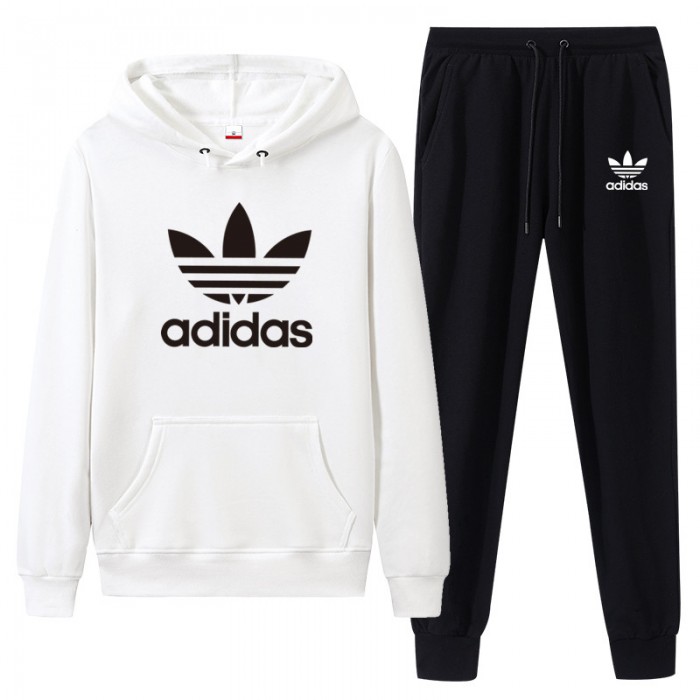 Adidas 2 Piece Hooded Autumn and Winter Sweatshirts Long Sleeve Sweater Long Pants Set Casual Clothes-3929041