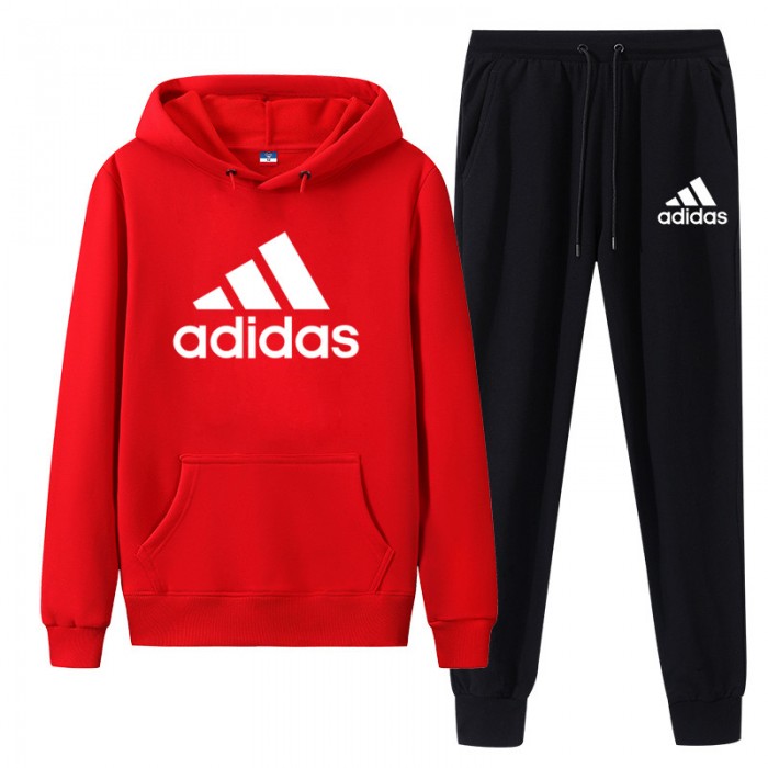 Adidas 2 Piece Hooded Autumn and Winter Sweatshirts Long Sleeve Sweater Long Pants Set Casual Clothes-5634056