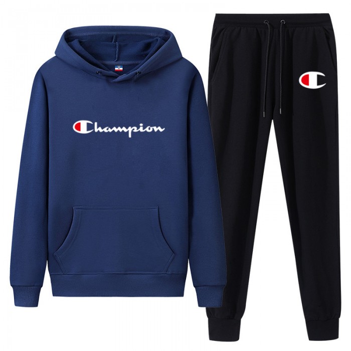 Champion 2 Piece Hooded Autumn and Winter Sweatshirts Long Sleeve Sweater Long Pants Set Casual Clothes-7198650