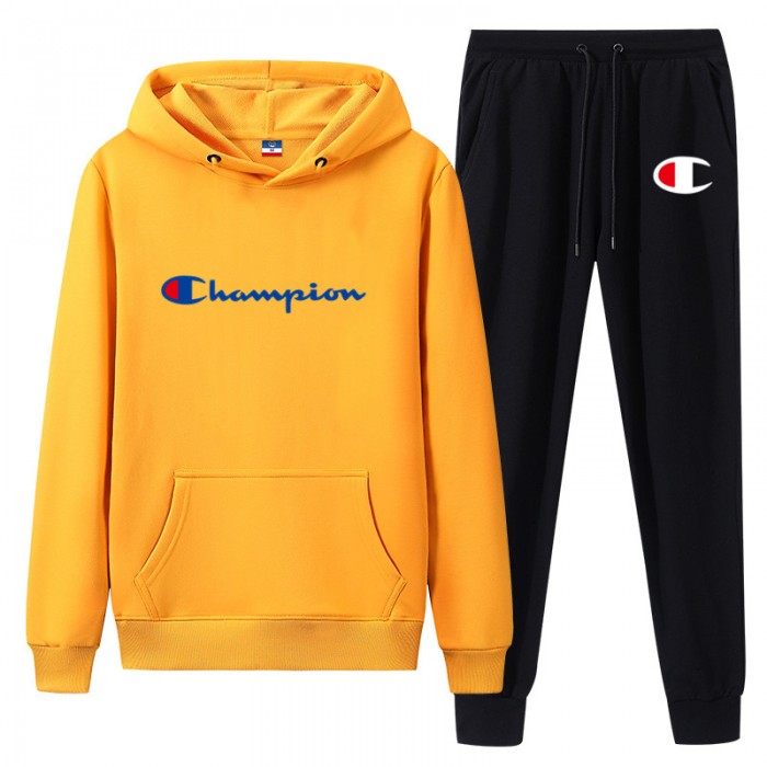 Champion 2 Piece Hooded Autumn and Winter Sweatshirts Long Sleeve Sweater Long Pants Set Casual Clothes-7178587
