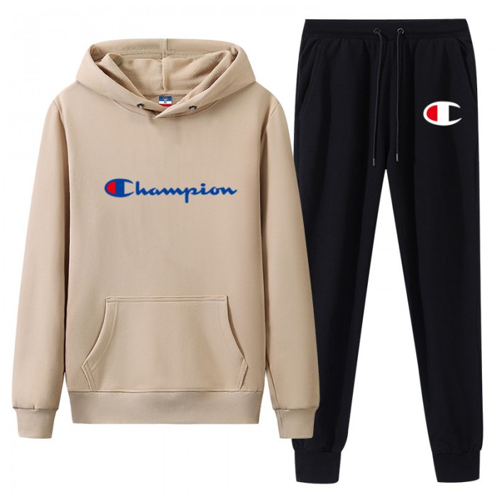 Champion 2 Piece Hooded Autumn and Winter Sweatshirts Long Sleeve Sweater Long Pants Set Casual Clothes-5216702
