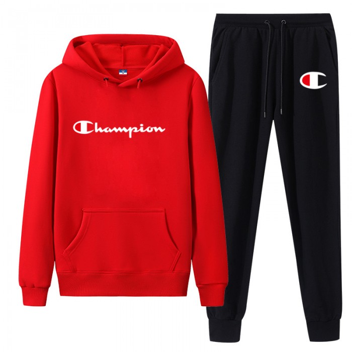 Champion 2 Piece Hooded Autumn and Winter Sweatshirts Long Sleeve Sweater Long Pants Set Casual Clothes-1621210