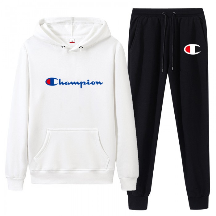 Champion 2 Piece Hooded Autumn and Winter Sweatshirts Long Sleeve Sweater Long Pants Set Casual Clothes-4050663