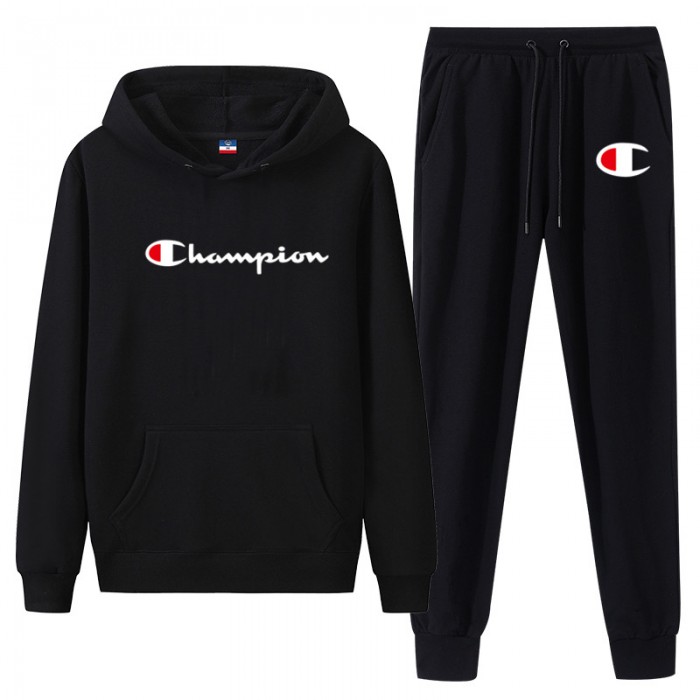 Champion 2 Piece Hooded Autumn and Winter Sweatshirts Long Sleeve Sweater Long Pants Set Casual Clothes-8054849