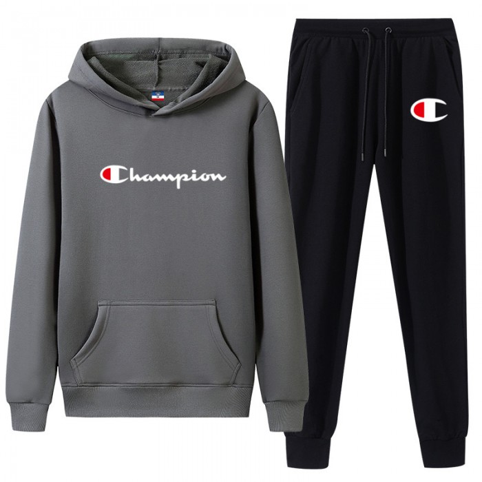 Champion 2 Piece Hooded Autumn and Winter Sweatshirts Long Sleeve Sweater Long Pants Set Casual Clothes-5917355