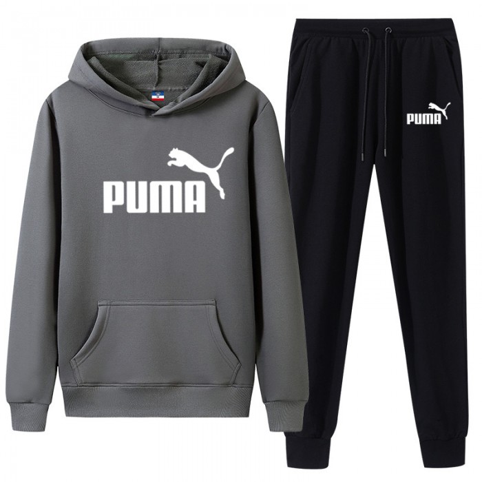 Puma 2 Piece Hooded Autumn and Winter Sweatshirts Long Sleeve Sweater Long Pants Set Casual Clothes-8388556