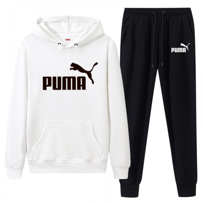 Puma 2 Piece Hooded Autumn and Winter Sweatshirts Long Sleeve Sweater Long Pants Set Casual Clothes-3569969