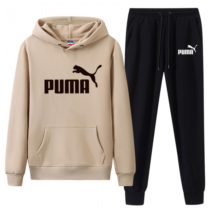 Puma 2 Piece Hooded Autumn and Winter Sweatshirts Long Sleeve Sweater Long Pants Set Casual Clothes-950526