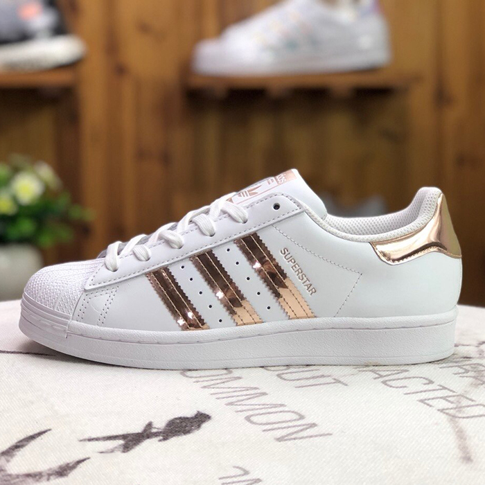 Adidas Superstar Running Shoes-White/Gold-3359090