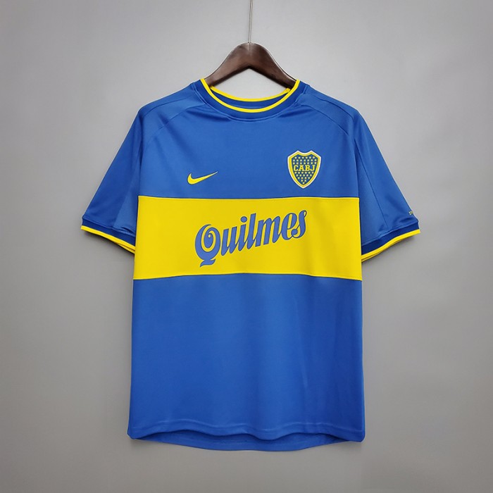 Retro Boca Juniors 99/20 home short sleeve training suit-9573343