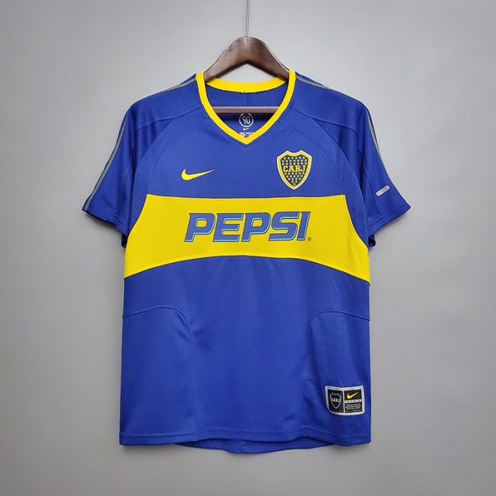 Retro Boca Juniors 03/04 home short sleeve training suit-1525217