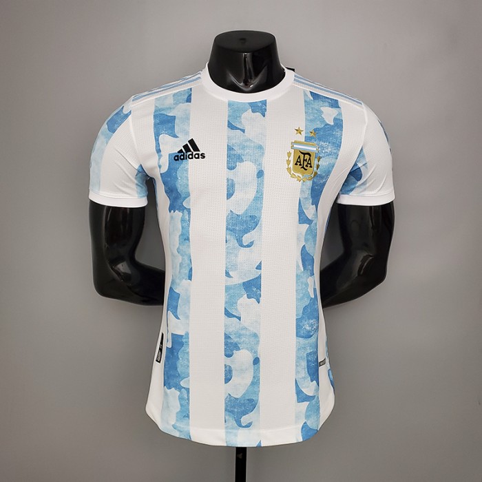 2020 player version Argentina home short sleeve training suit-3505179