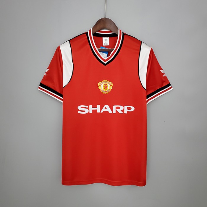 Retro M-U 85/86 Manchester United home Red version short sleeve training suit-9650085