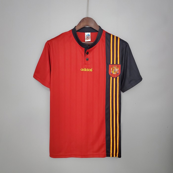 Retro Spain La Liga League 1996 home short sleeve training suit-5299799