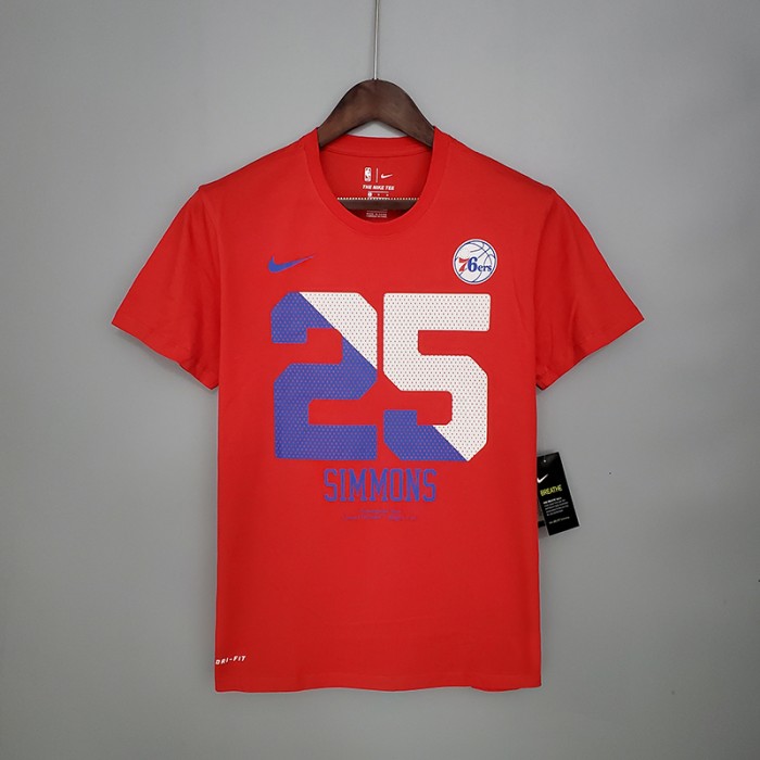 Philadelphia 76ers 25# Red Summer Short sleeve T-shirt-2211946