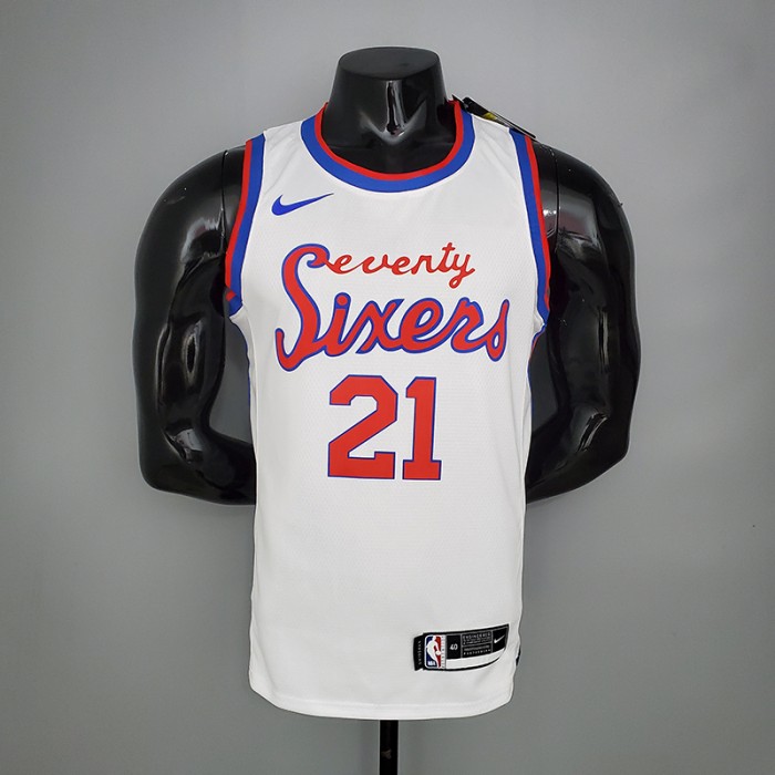 2021 season 76ers cursive retro limited EMBIID#21 white NBA jersey-1143033