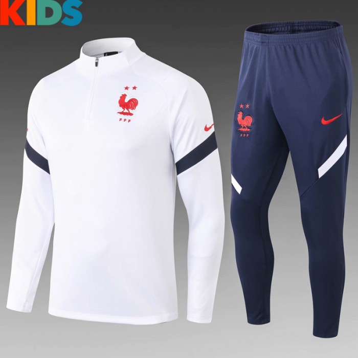 20-21 French white KIDS Long Sleeve Trainig Suit(Top + Pant)-84761