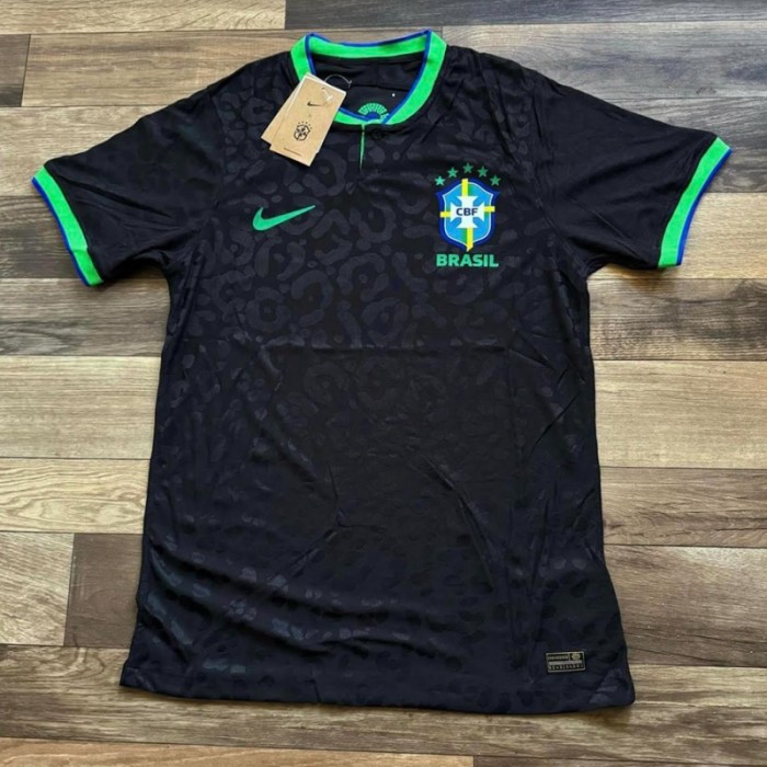 2022 Brazil all black Jersey version short sleeve-7447851