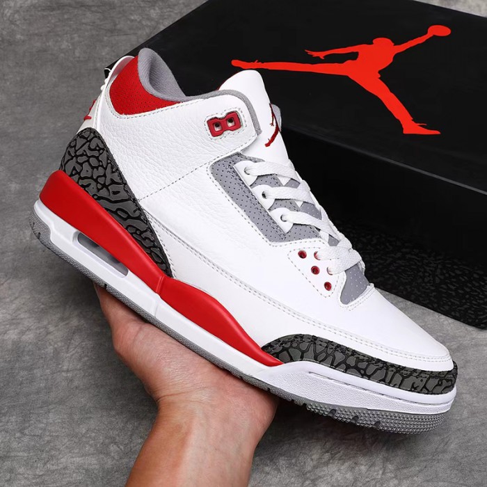 Air Jordan 3 AJ3 Running Shoes-White/Red_41328