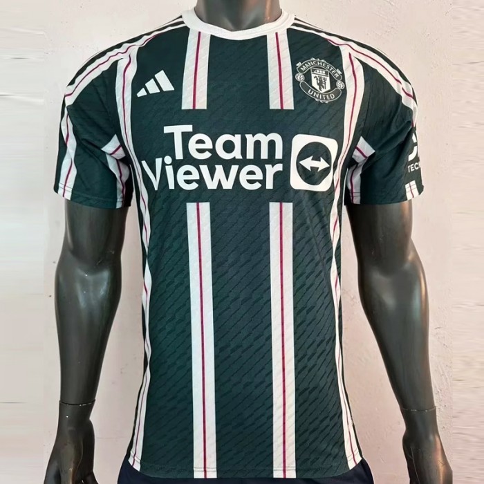 23/24 Manchester United M-U Away White Green Jersey Kit short sleeve (player version)-8306345   