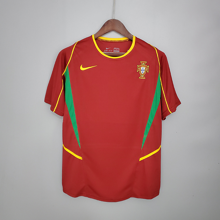 Retro Portugal 2002 home version short sleeve training suit