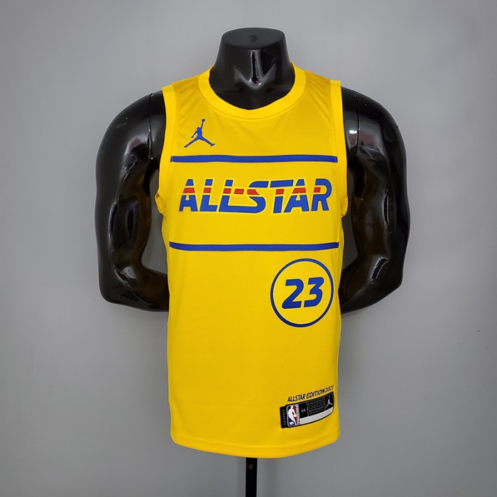 2021 James#23 All-Star Yellow NBA Jersey
