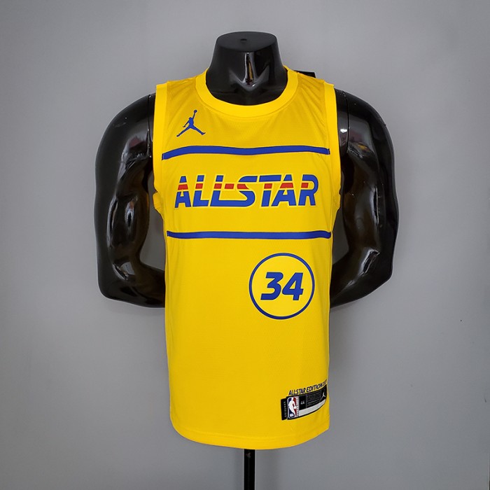 2021 ANTETOKOUNMPO#34 All-Star Yellow NBA Jersey