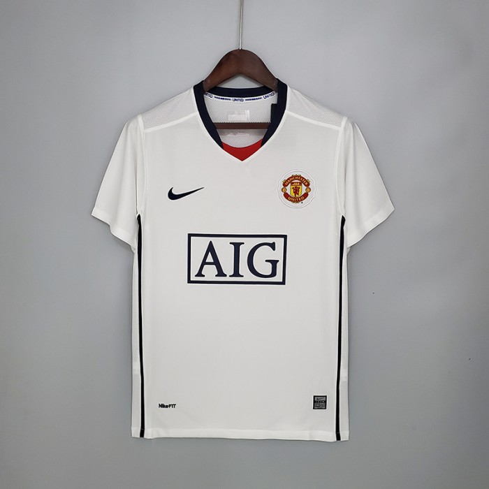 Retro Manchester United 08 09 League Edition away White Jersey version short sleeve 6427400