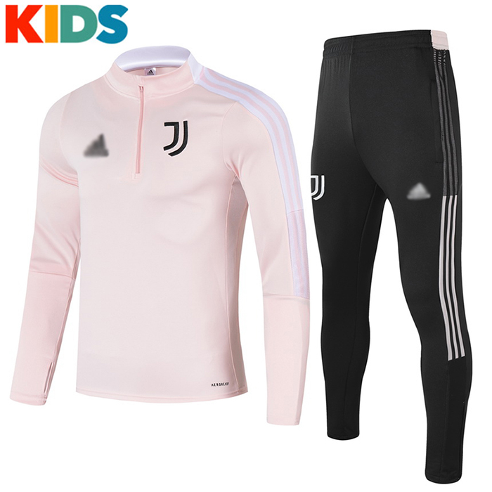 2021 Juventus Pink KIDS Long Sleeve Training Suit Top Pant 8014200