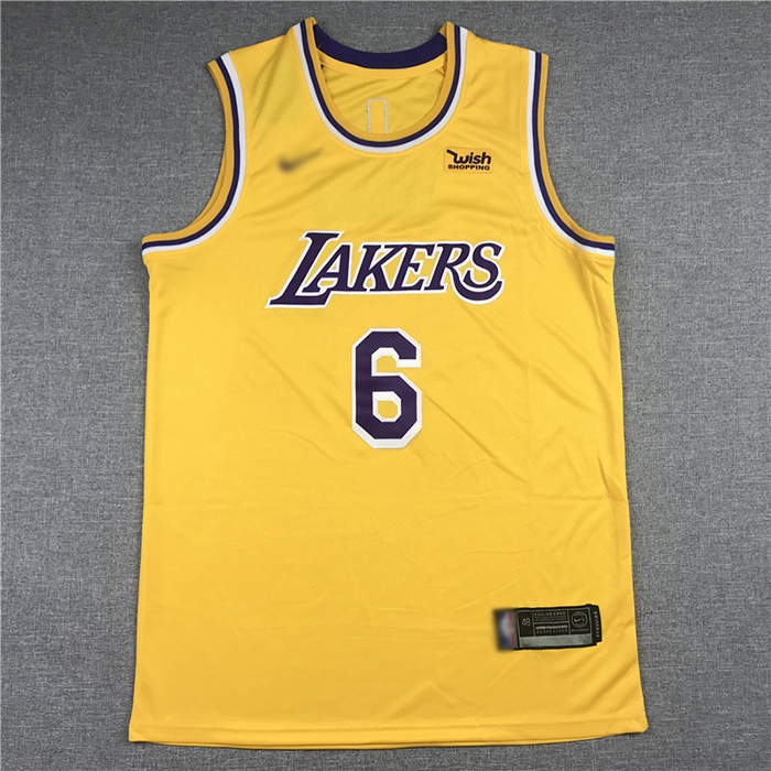 Los Angeles Lakers 6 Retro Yellow NBA Jersey 2622873