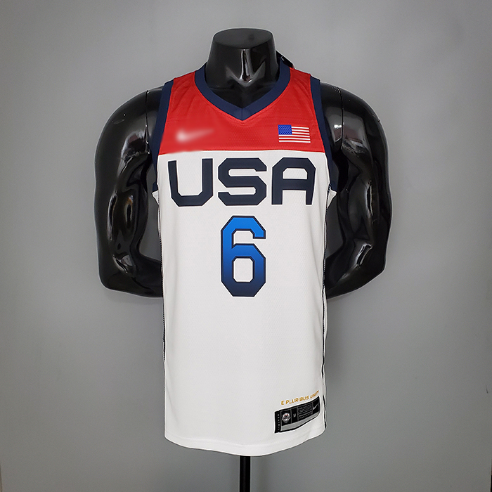 2021 Olympic Games LILLARD 6 USA Team USA White Red NBA Jersey 4463089
