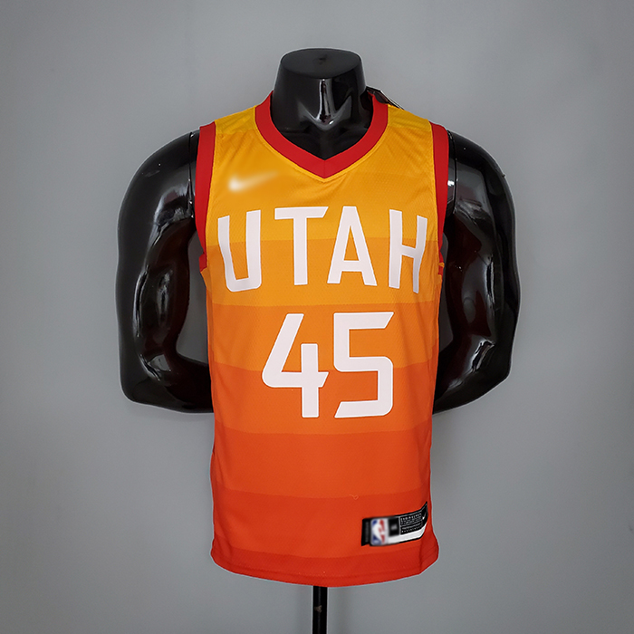 2019 MITCHELL 45 Season Utah Jazz Rainbow Gradient Orange NBA Jersey 2645581