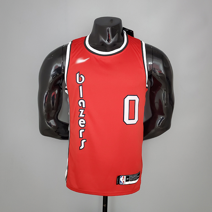 LILLARO#0 Trail Blazers Retro Red NBA Jersey-7889915
