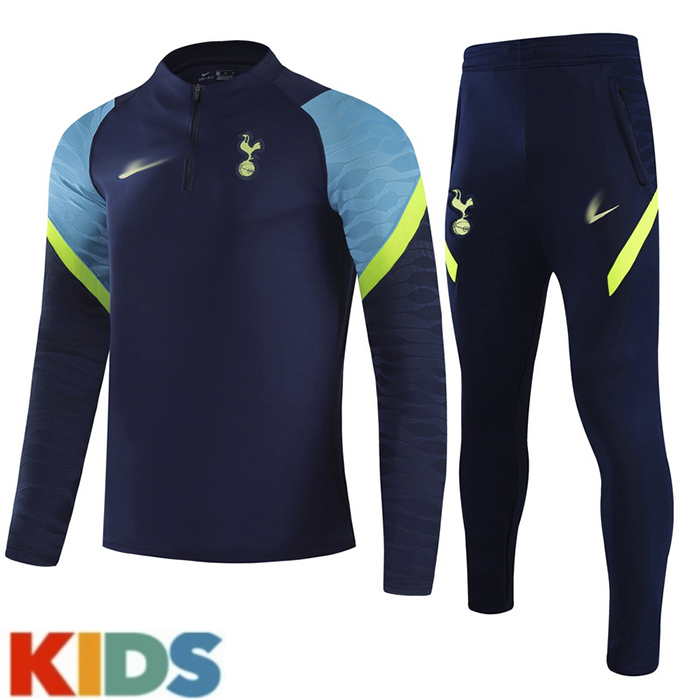 21-22 Tottenham Hotspur Navy Blue Kids Edition Classic Jacket Training Suit (Top+Pant)-9056796