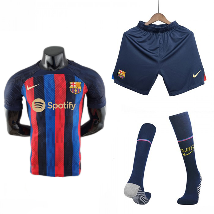22/23 Barcelona Navy Blue kit Training Suit Shorts Kit Jersey (Shirt + Short +Sock)-8287057