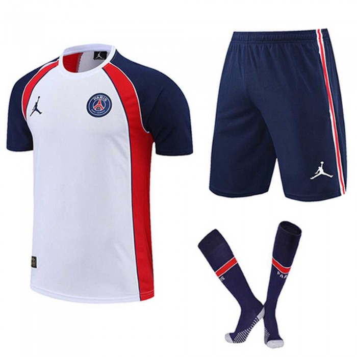 22/23 Paris Saint-Germain PSG White training suit short sleeve kit Jersey (Shirt + Short+Sock)-9252602