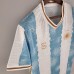 2022 World Cup National Team Argentina Commemorative Edition White Blue Jersey version short sleeve-7602980