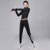 2 Piece Set Quick drying For Women Running Fitness Sports Wear Fitness Clothing Women Training Set Sport Suit-Black/White-8950142