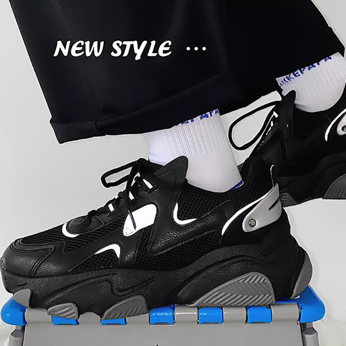 New Fashion Casual Clunky Sneaker ulzzang ins High Running Shoes-Black/Gray-8066851