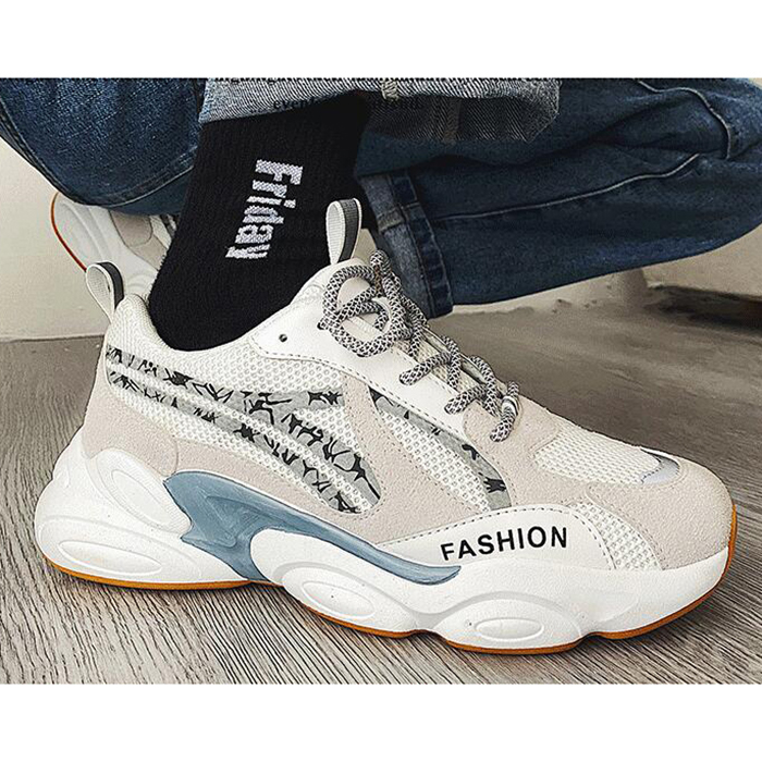 New Fashion Casual Clunky Sneaker ulzzang ins High Running Shoes-Gray/White-2307890