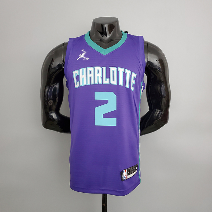 Charlotte Hornets Ball#2 Purple NBA Jersey-9939984