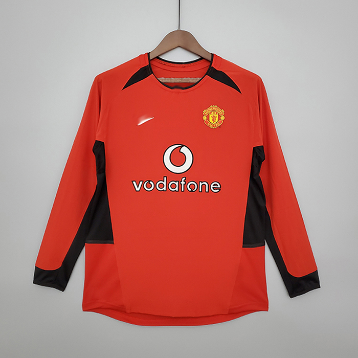 Retro Manchester United M-U long sleeve 02/04 home Jersey version-9653323