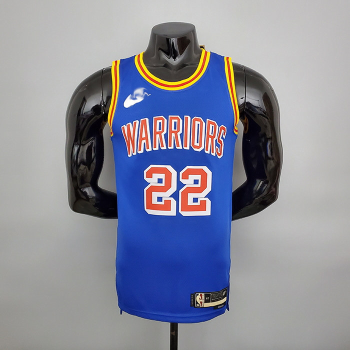 75th Anniversary Curry #22 Warriors Retro Blue NBA Jersey-1425179