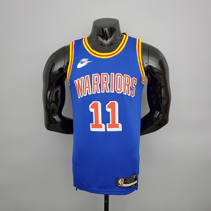 75th Anniversary Curry #11 Warriors Retro Blue NBA Jersey-2254239