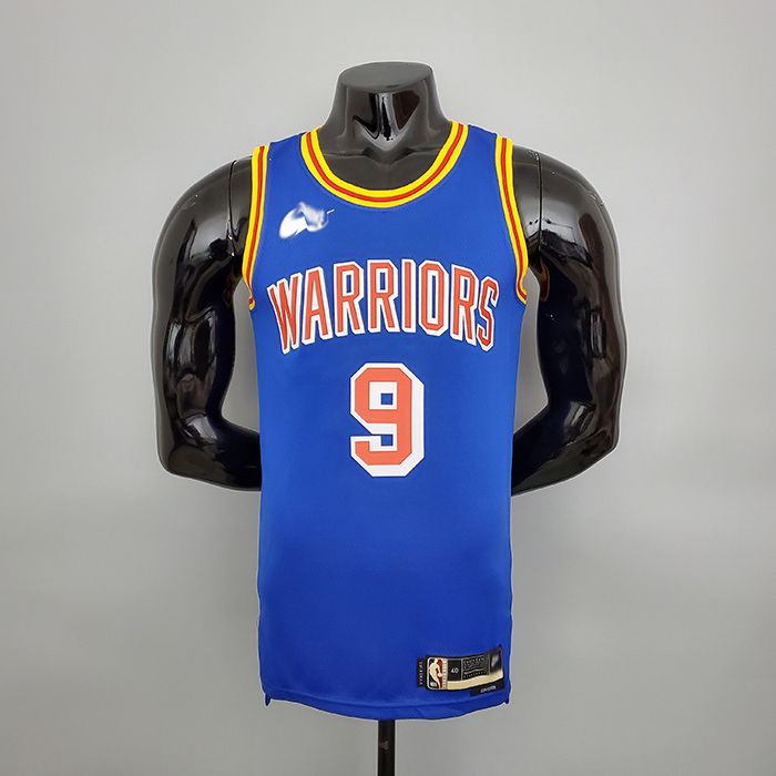 75th Anniversary Curry #9 Warriors Retro Blue NBA Jersey-9450446