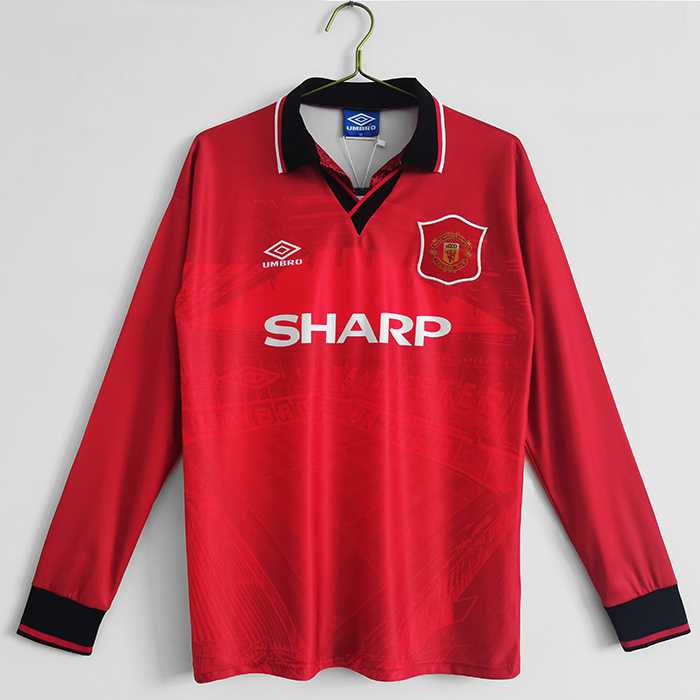 1994/96 Retro Manchester United M-U Home Red Jersey version long sleeve Jersey-6834666