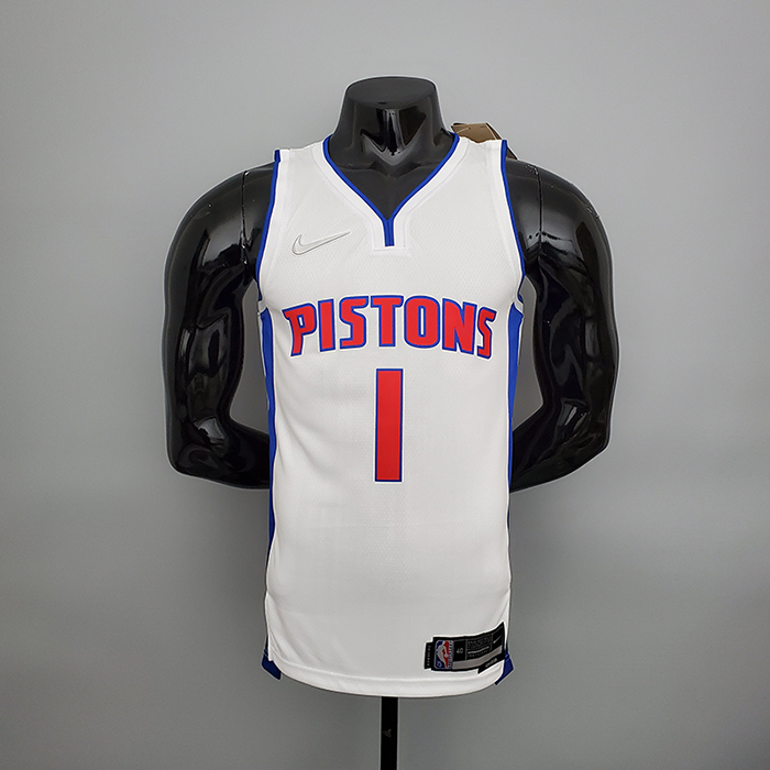 75th Anniversary Iverson #1 Detroit Pistons White NBA Jersey-2741205